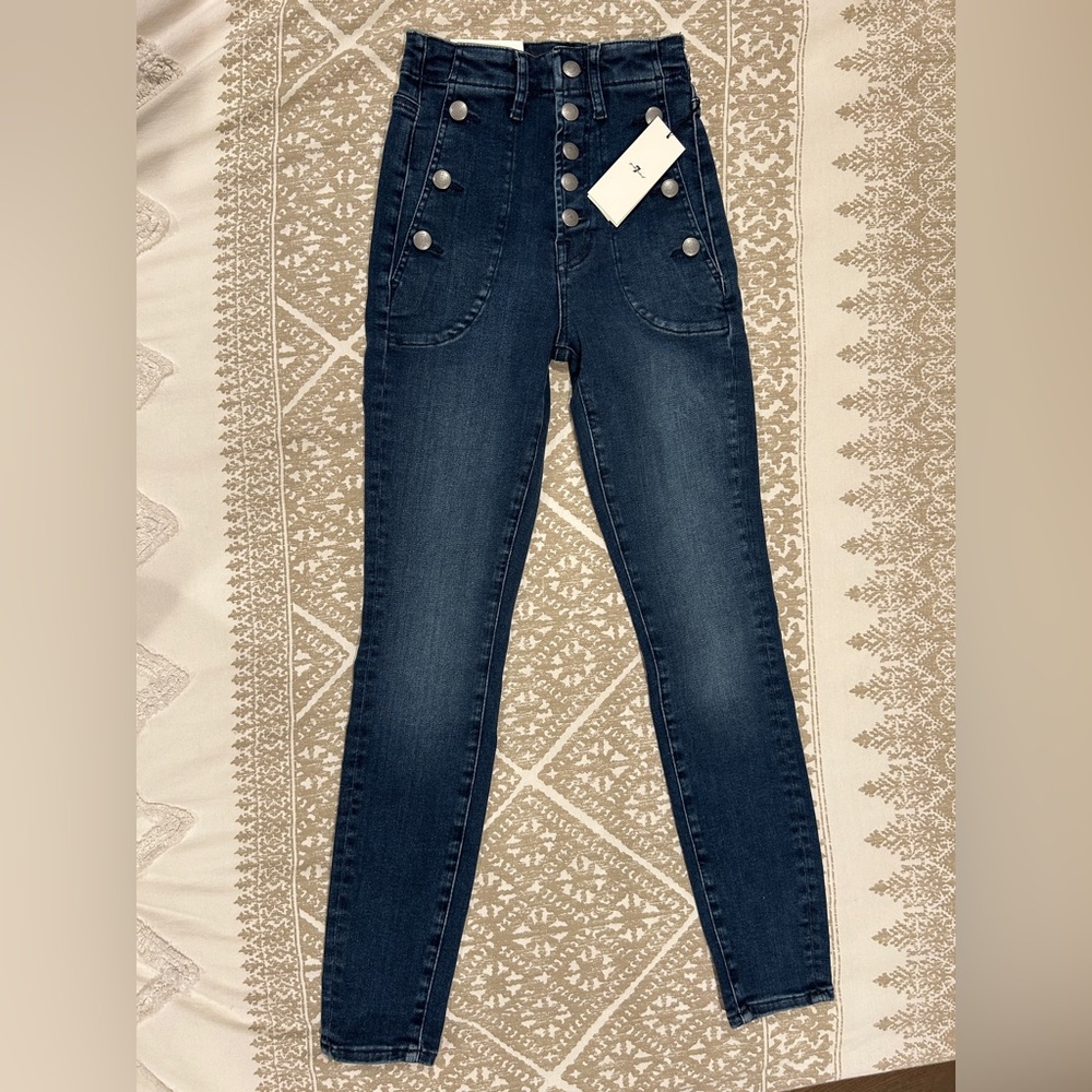 7 For All Mankind Dark Blue High-Rise Portia Denim Jeans